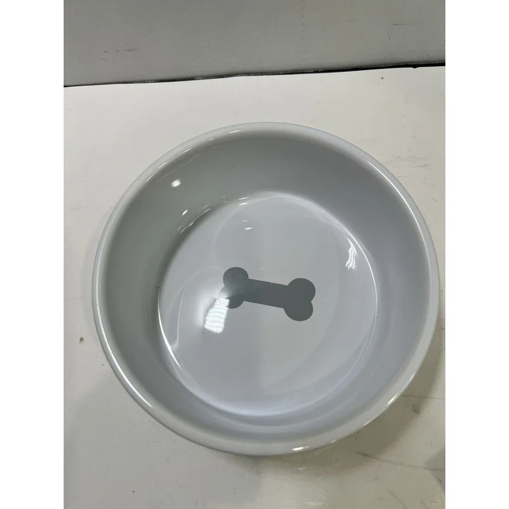Petrageous Designs Stoneware Pet Bowl Grey Chrevron Large Dog Cat So Many Bones